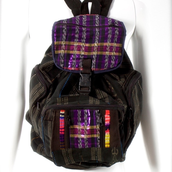 VTG 80\'s Native Guatemala Huipil Woven Backpack